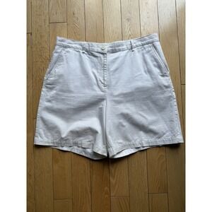 Ralph Lauren Women's Sz 14 White Hi Rise Vintage Cotton Shorts 7" Inseam Pockets